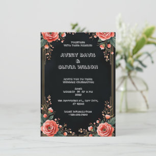 Invitation with gold engravings and floral motifs