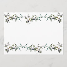 Invitation with olive branch watercolor