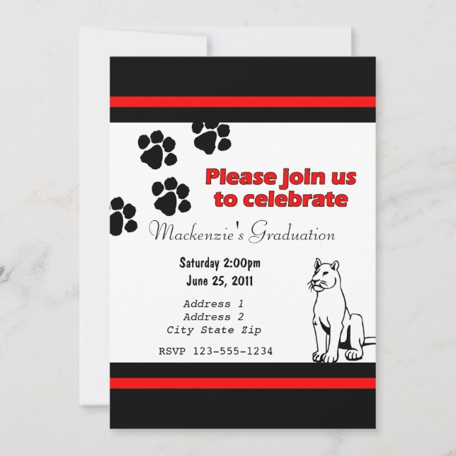 Invitation with Pather/Cougar/Puma Black and Red (Front)