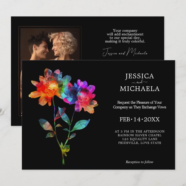 Invitation 🌈 With photo Petals & Pride  (Devant / Derrière)