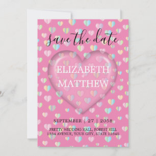Invitation with Pink Heart and Speckles Template
