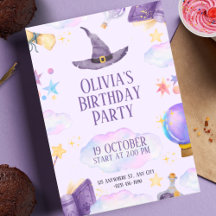 Wizard Magical Girls Purple Anniversaire Fête Invi