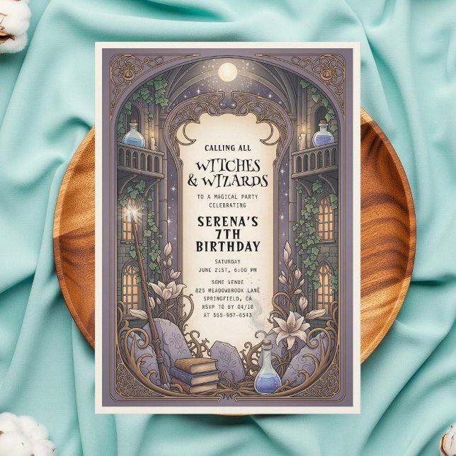 Invitation Wizard Witch Magic Castle Anniversaire (Créateur téléchargé)