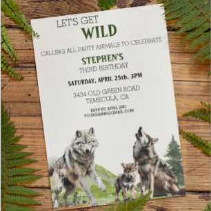 Invitation Wolf Cup Chiot sauvage Anniversaire