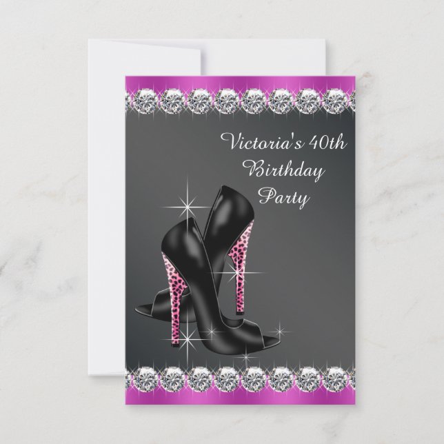 Invitation Womans Chic Fuchsia fête d'anniversaire RSVP (Devant)