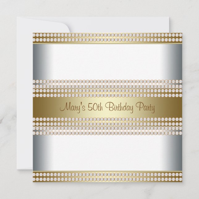 Invitation Womans Gold 50e fête d'anniversaire (Devant)