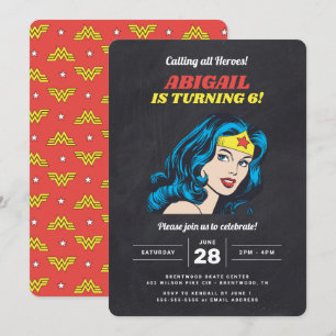 Invitation Wonder Woman Girls Chalkboard Anniversaire