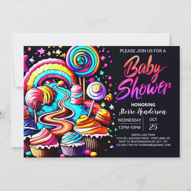 Invitation Wonderland Candyland Baby shower personnalisé (Devant)