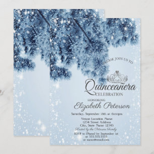 Invitation Wonderland d'hiver, Neige, Snowflakes Quinceañera