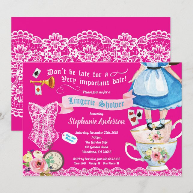 Invitation Wonderland lingerie douche nuptiale douche chaude  (Devant / Derrière)