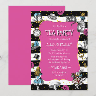 Invitation Wonderland Tea Party Hot Pink