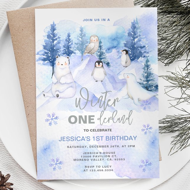Invitation Wonderland Winter Animaux arctiques Anniversaire (Créateur téléchargé)