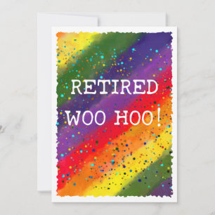 Invitation Woo Hoo Retraité Rainbow Watercolor Confetti Party