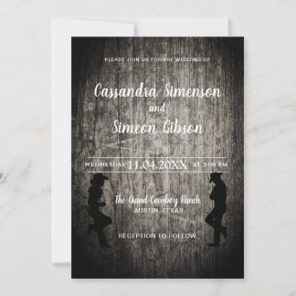 Invitation Wood Cowboy, Cowgirl Rustic Wedding Day