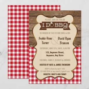 Invitation Wood Red En vichy I DO BBQ Engagement Party Invita