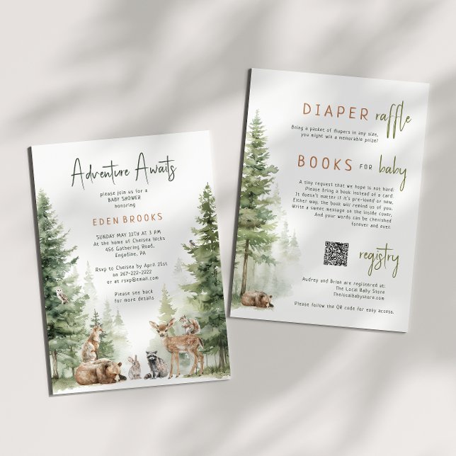 Invitation Woodland Adventure Attend | Tout en un Baby shower (Créateur téléchargé)