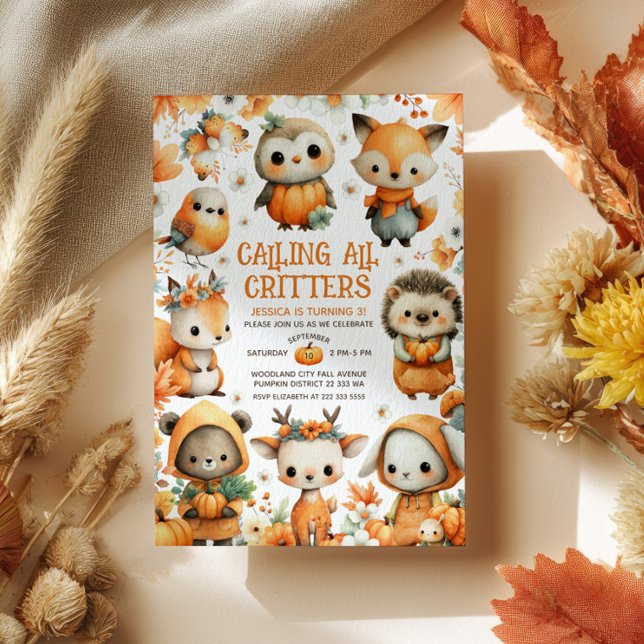 Invitation Woodland Animals Festive Autumn Kids' Birthday (Créateur téléchargé)