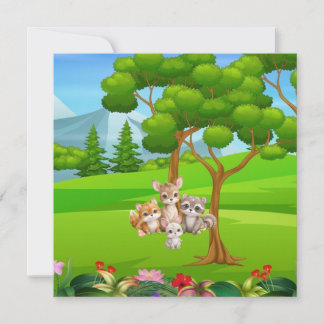 Invitation Woodland Baby Animals Baby Bib — Cute Forest Frien