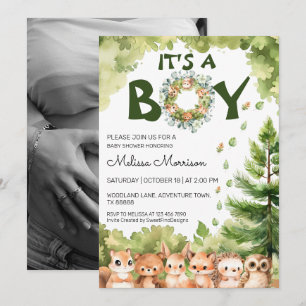 Invitation Woodland C'est un garçon Baby shower de verdure ru