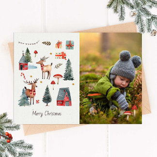 Invitation Woodland Christmas Photo Card
