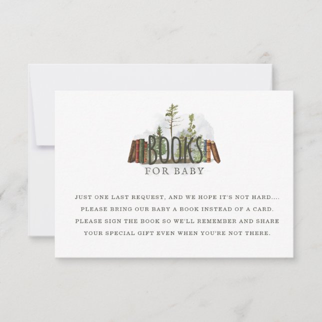Invitation Woodland Forest Books for Baby shower Book Request (Devant)