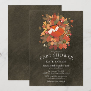 Invitation Woodland Fox Cub Baby shower Chalkboard