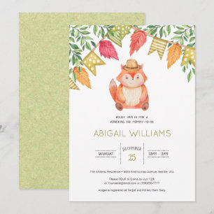 Invitation Woodland Fox Famille Baby shower minimal