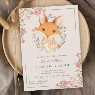Invitation Woodland Fox Storybook Baby shower pour fille