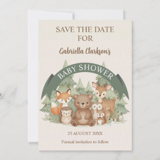 Invitation Woodland Friends Baby shower Enregistrer la date