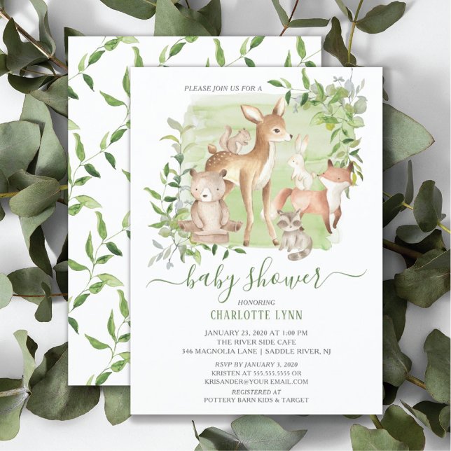 Invitation Woodland Friends Baby shower neutre pour les femme (Créateur téléchargé)