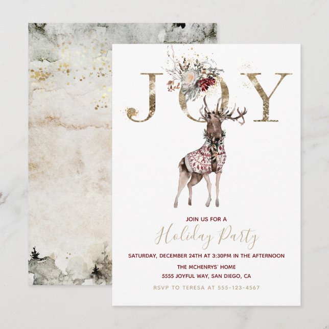 Invitation Woodland Joy Stag Fête (Devant / Derrière)