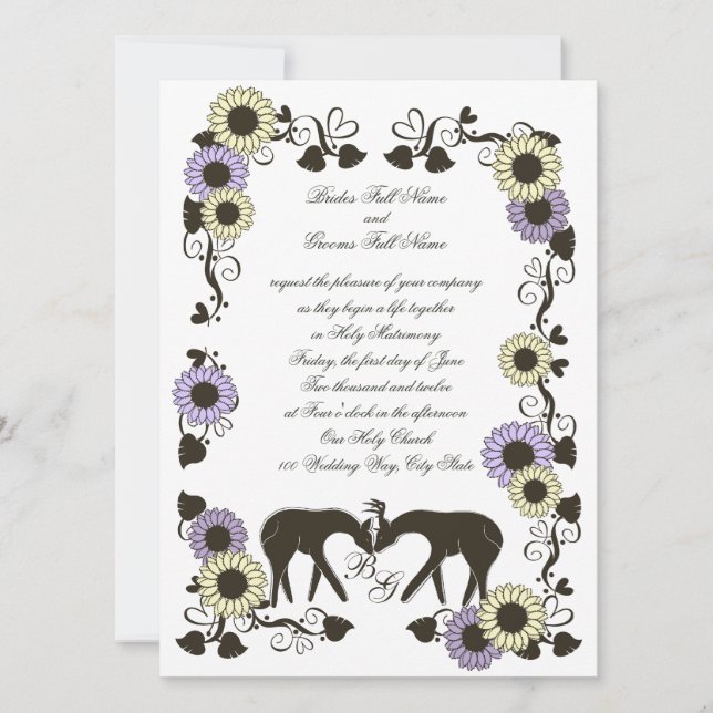 Invitation Woodland Love Mariage de tournesol (Devant)