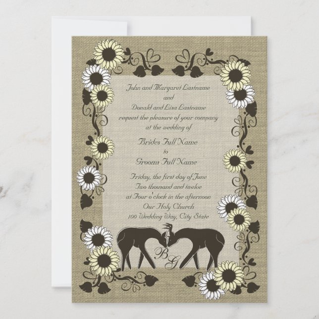 Invitation Woodland Love Mariage de tournesol (Devant)