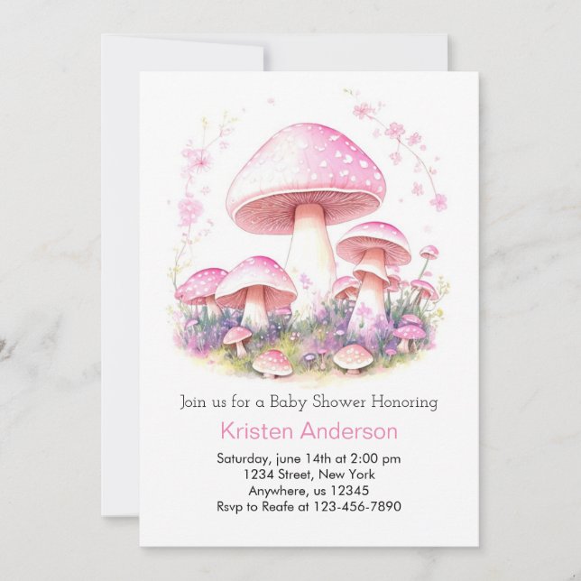 Invitation Woodland Magic Adventure Champagne Baby shower fil (Devant)