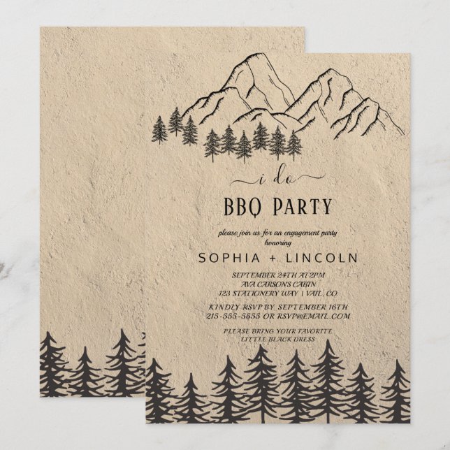 Invitation Woodland Mountain "I Do" BBQ (Devant / Derrière)