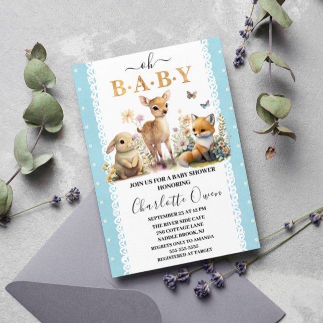 Invitation Woodland Oh Baby Spring Baby shower garçon (Créateur téléchargé)