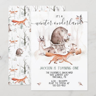 Invitation Woodland Onderland Scandinavian Birday Party