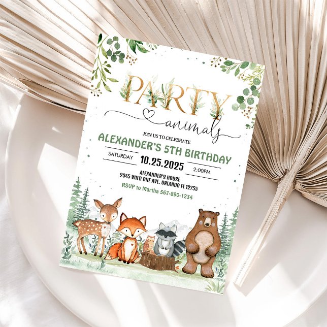 Invitation Woodland Party Créations Thème Anniversaire (Créateur téléchargé)