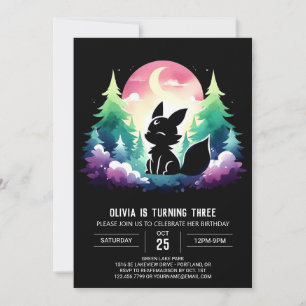 Invitation Woodland Pastel Wolf Anniversaire