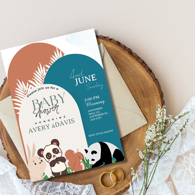 Invitation Woodland Safari Animaux garçon Baby shower Invitat (Créateur téléchargé)