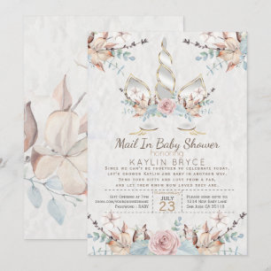 Invitation Woodland Unicorn Baby shower virtuel Kaylin