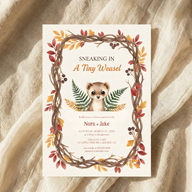 Invitation Woodland weasel baby shower (Créateur téléchargé)