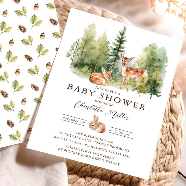 Invitation Woodland Wonder Deer Baby shower (Créateur téléchargé)