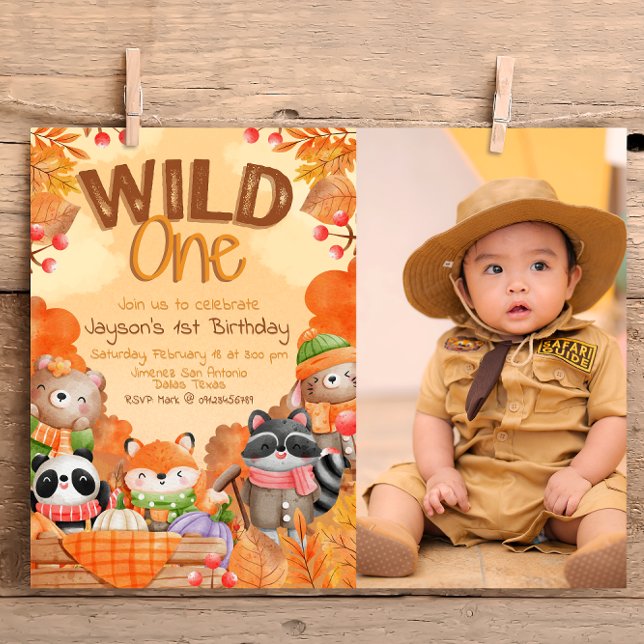 Invitation Woodlands Wild One avec Photo (Créateur téléchargé)