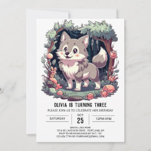Invitation Woods Simple Digital Wolf Anniversaire