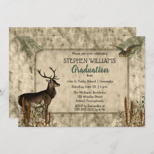Invitation Woodsy Rustic Deer   Owl Graduation Party