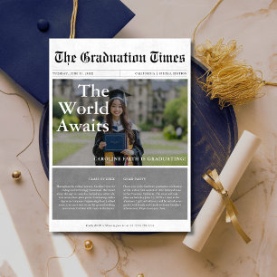 Invitation World Attend Classic Newspaper Graduation Photo