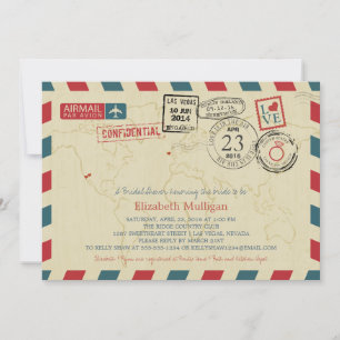 Invitation World Traveller Airmail  Fête de l'mariée de New Y