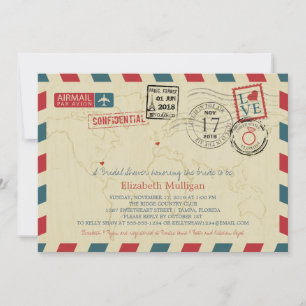 Invitation World Traveller Airmail Fête des mariées