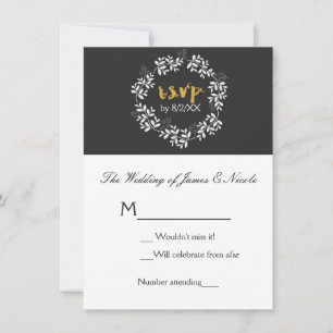 Invitation Wreath Botanique Feuille blanche Mariage rustique